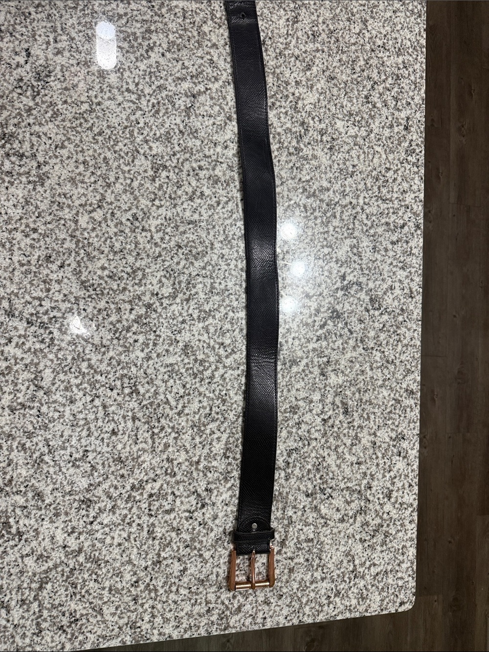 Women's Black Leather Belt with Rose Gold Buckle